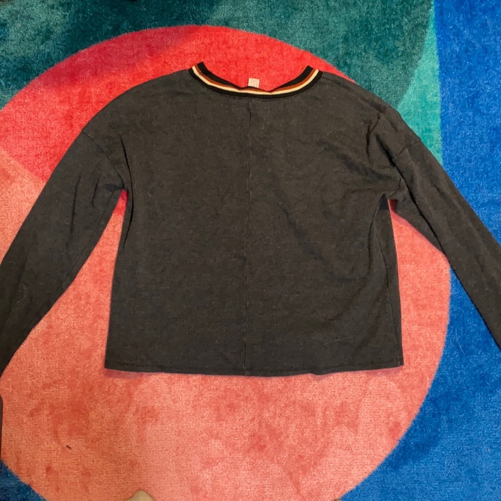 Forever 21 M Long-sleeved gray collar stripes - Picture 3 of 3